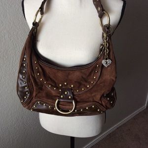 Lexie Bloom Faux Suede Brown Hobo bag